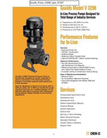 Goulds Model V 3298 Performance Features for In-Line Services