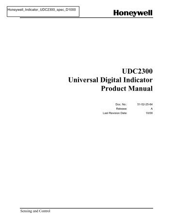 UDC2300 Universal Digital Indicator Product Manual