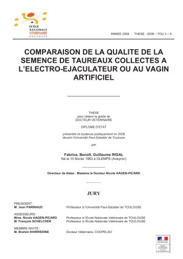 Comparaison de la qualité de la semence de taureaux ... - OATAO