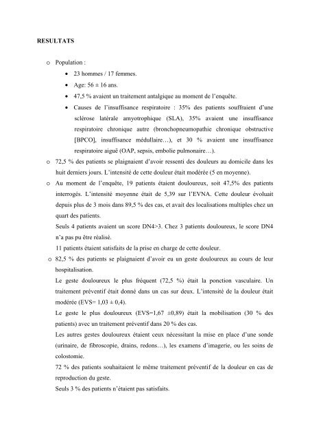 Evaluation de la douleur chez des patients souffrant d ... - CNRD