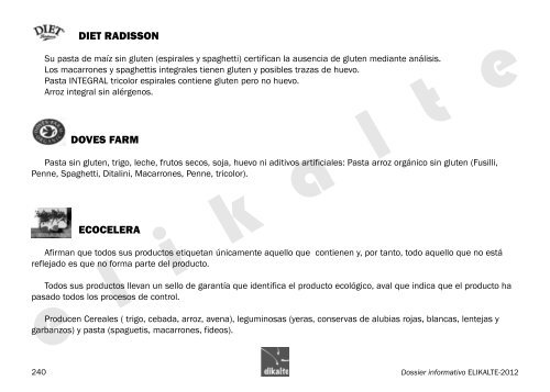 Dossier orientativo sobre productos seguros 2012-2013 - Elikalte