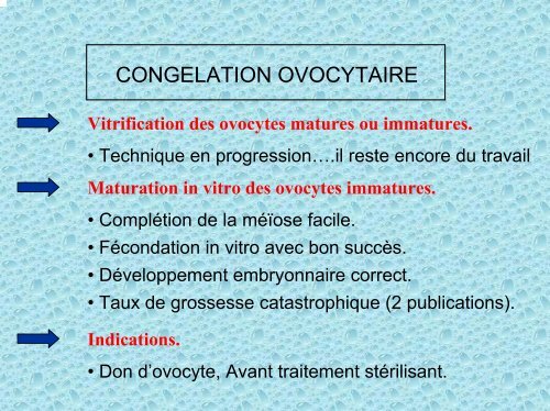 Indications à la cryoconservation des gamètes