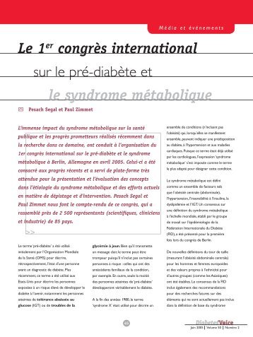 Le 1er congrès international sur le pré-diabète et le syndrome ...