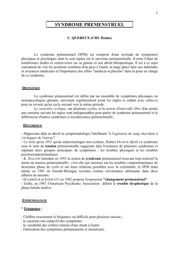 le syndrome premenstruel revisite en 2008 - CHU Montpellier