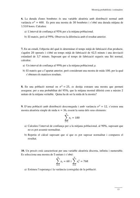 Mostreig Estadístic: problemes i pràctiques - Dipòsit Digital de la UB