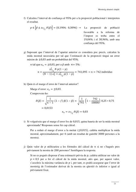 Mostreig Estadístic: problemes i pràctiques - Dipòsit Digital de la UB