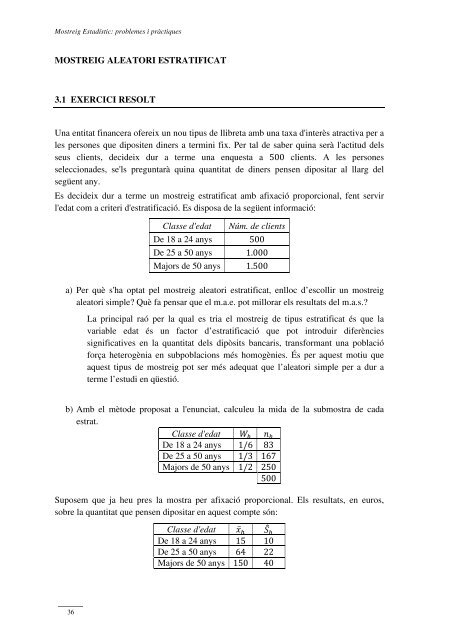 Mostreig Estadístic: problemes i pràctiques - Dipòsit Digital de la UB