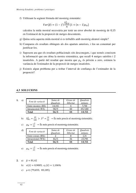 Mostreig Estadístic: problemes i pràctiques - Dipòsit Digital de la UB