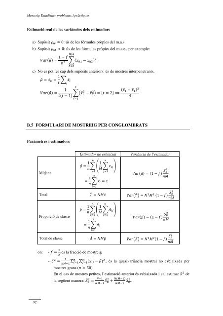 Mostreig Estadístic: problemes i pràctiques - Dipòsit Digital de la UB