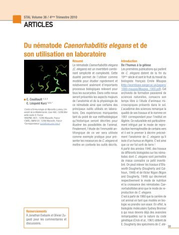 Du nématode Caenorhabditis elegans et de son ... - Afstal.com