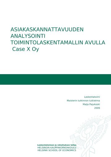 ASIAKASKANNATTAVUUDEN ANALYSOINTI ... - Aaltodoc