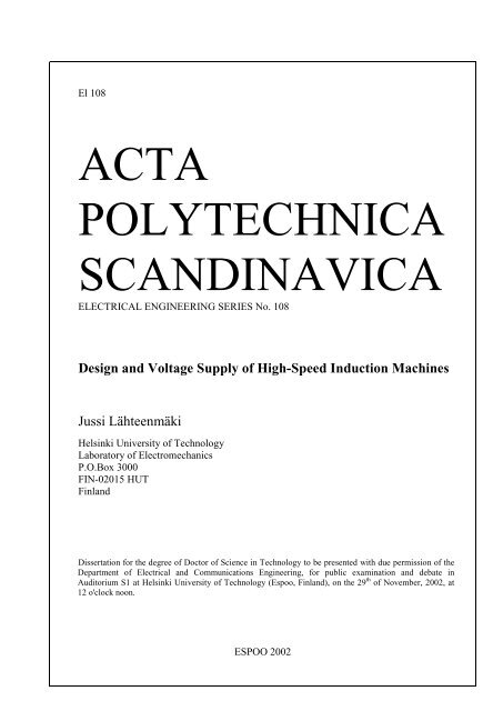 Design and Voltage Supply of High-Speed Induction - Aaltodoc