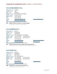 Companies by alphabetical order /Companii in ordine alfabetica G ...