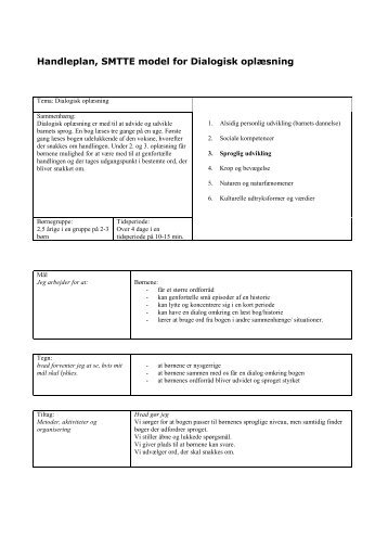 Handleplan, SMTTE model for Dialogisk oplæsning