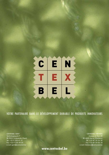 développements durables et matériaux innovateurs ... - Centexbel