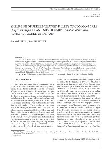 SHELF-LIFE OF FREEZE-THAWED FILLETS OF COMMON CARP ...