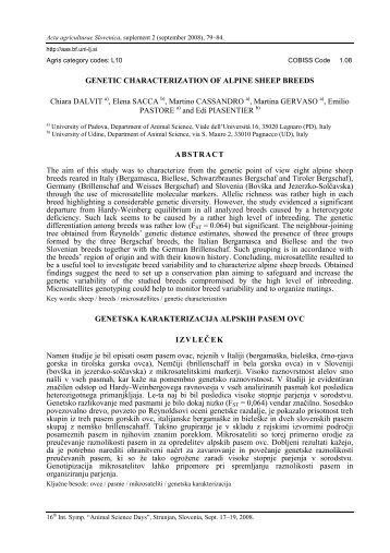 GENETIC CHARACTERIZATION OF ALPINE SHEEP BREEDS ...