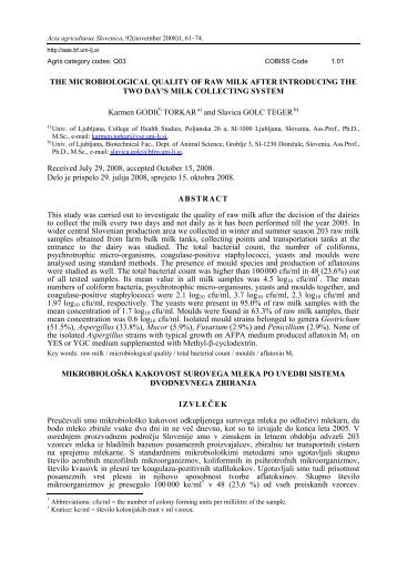 THE MICROBIOLOGICAL QUALITY OF RAW MILK AFTER ...