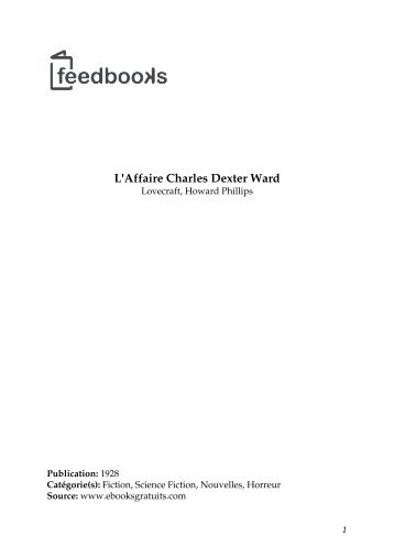 L'Affaire Charles Dexter Ward - Accueil