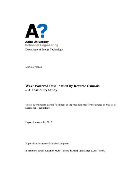 A Feasibility Study - Aaltodoc - Aalto-yliopisto