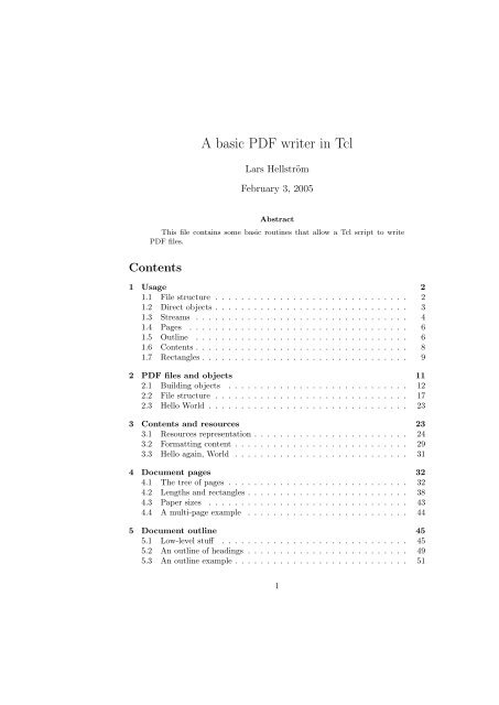 A basic PDF writer in Tcl - Index of