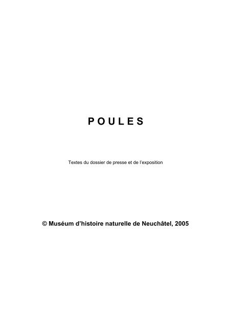 Textes De Lexpo Muséum Histoire Naturelle De Neuchâtel