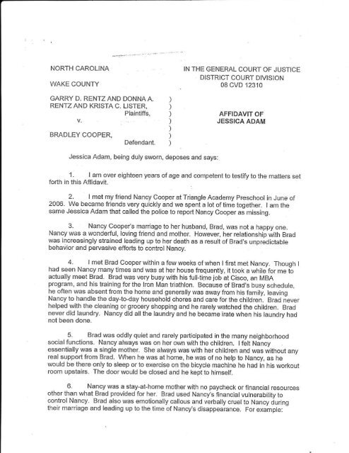 an affidavit filed by his wife's friends - ABC News
