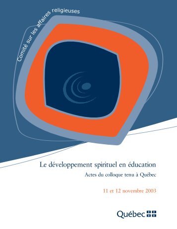 Le développement spirituel en éducation - Faculté de théologie et ...