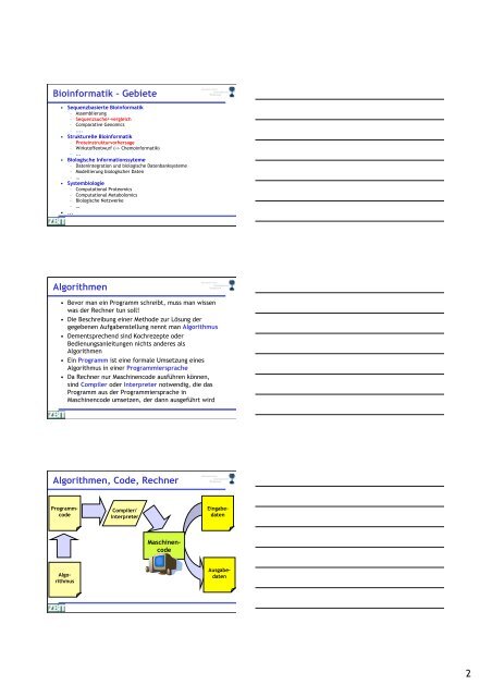 Bioinformatik für Biochemiker - Applied Bioinformatics Group ...