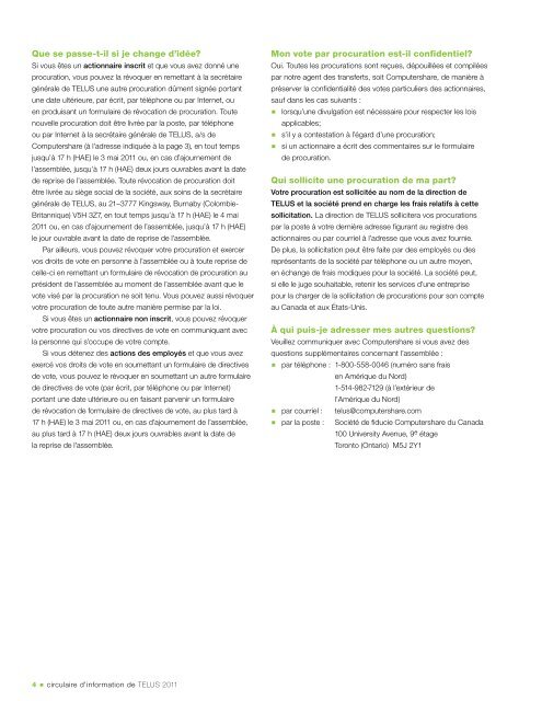 Circulaire d'information - About TELUS