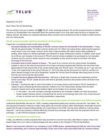 Shareholder Letter, September 29, 2012.pdf - About TELUS