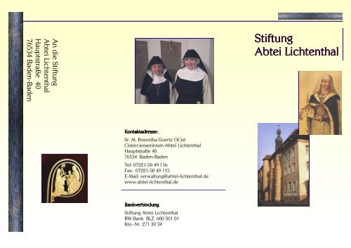 Flyer als pdf - Cistercienserinnen-Abtei Lichtenthal