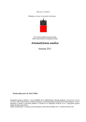 Avtomatizirana analiza - Univerza v Ljubljani