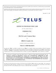 OFFER TO PURCHASE FOR CASH EMERGIS INC ... - About TELUS