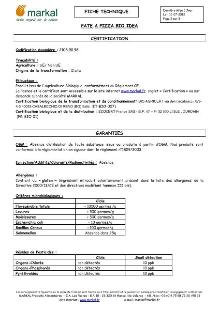 consulter la fiche technique - Markal