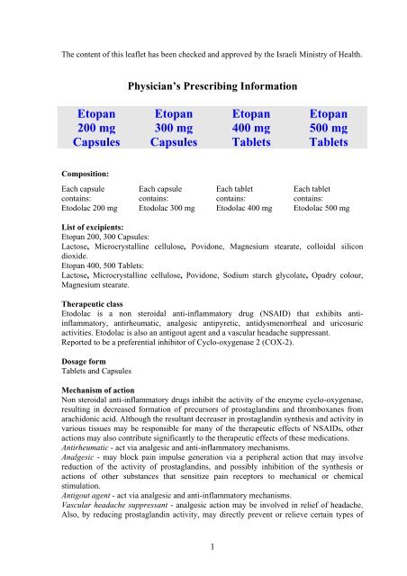 Etodolac 800 Mg