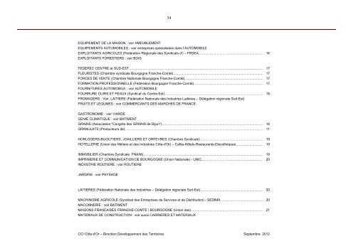 Annuaire des syndicats professionnels - CCI Côte-d'Or