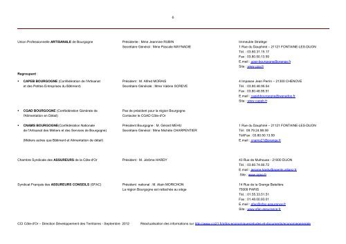 Annuaire des syndicats professionnels - CCI Côte-d'Or