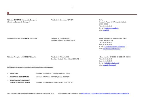 Annuaire des syndicats professionnels - CCI Côte-d'Or