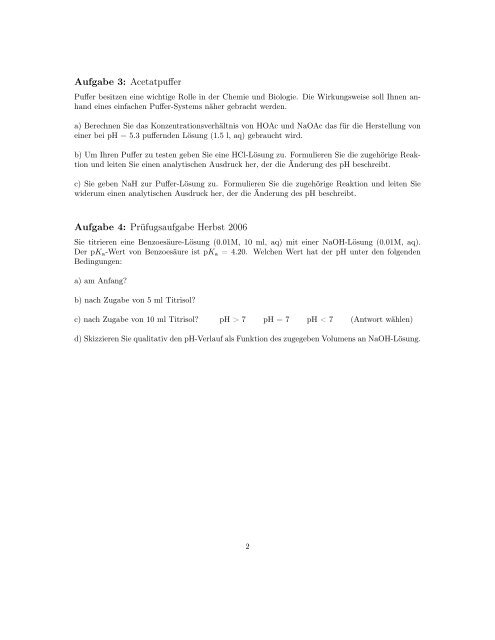 Allgemeine Chemie AC I - Übung 6