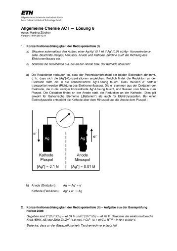 Allgemeine Chemie AC I — Lösung 6