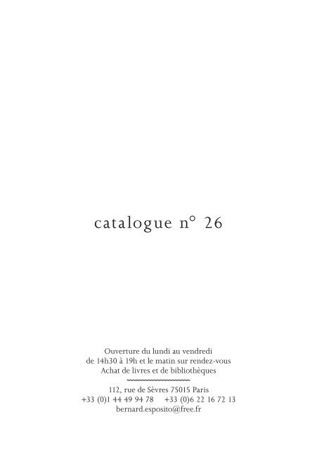 Catalogue 26 - Livre Rare Book