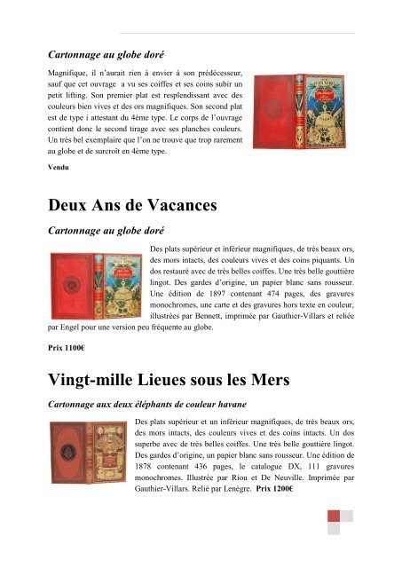 Catalogue Jules Verne Collection hetzel - PSW Livres Anciens
