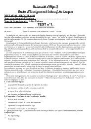 Test d'évaluation N°1. - CEIL de l'université d'Alger 2