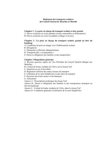 Règlement des transports scolaires - TED - Conseil général de ...