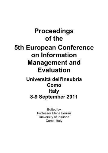 6th European Conference - Academic Conferences Limited