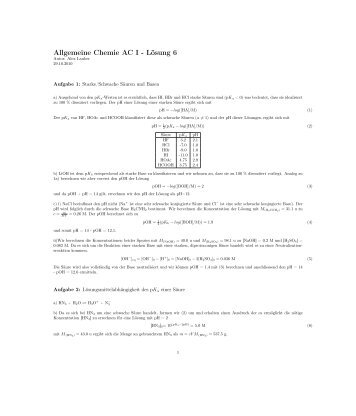 Allgemeine Chemie AC I - Lösung 6