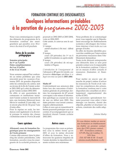 No 06 Le métier d'enseignant.pdf - Etat du Valais