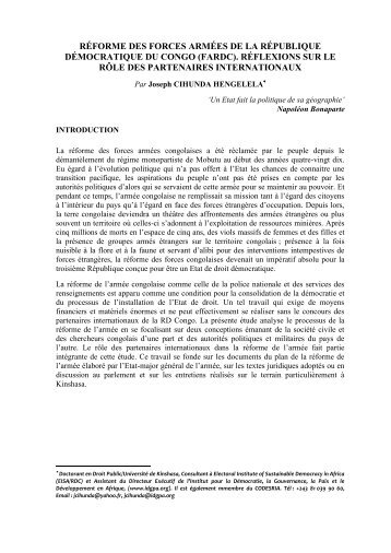 réforme des forces armées de la république démocratique du congo