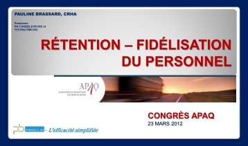 Rétention – Fidélisation du personnel